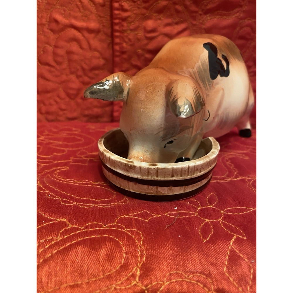 VTG Hungry Hog Eating Figurine‎ With Dish Chase JAPAN